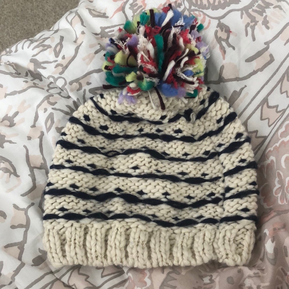 NWOT Aerie Multicolor Pom Pom Beanie Hat